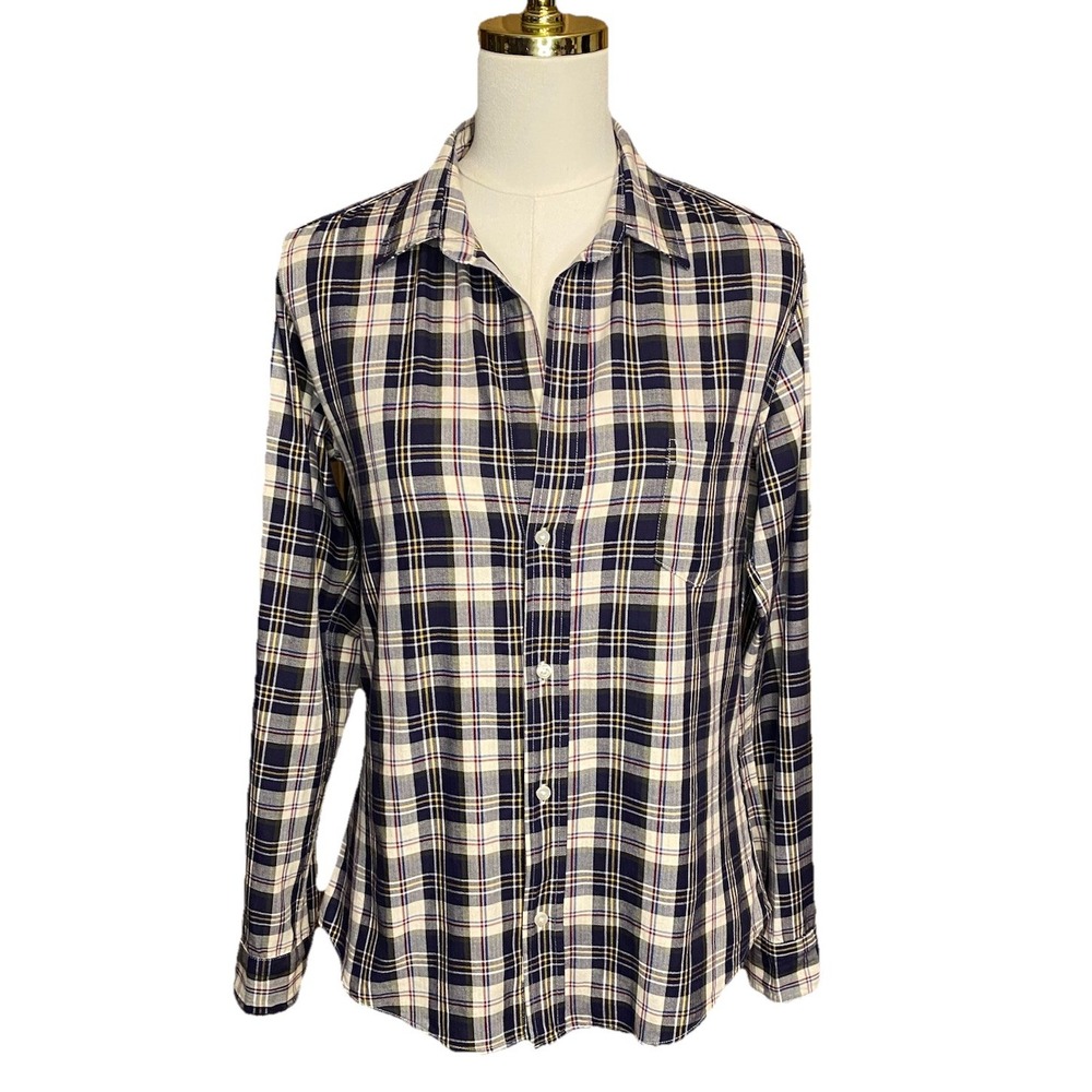 Frank And Eileen Shirt Size Medium Blue Plaid Long Sleeve Button Up Tailored Fit